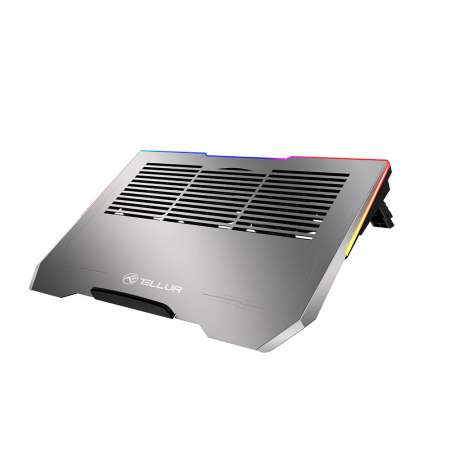 Tellur Cooler laptop Shade 17, 3 fans, RGB LED, USB, USB-C, Aluminum grey