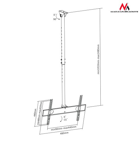 Maclean MC-631 Wall Bracket, Universal Ceiling Bracket Maclean MC-541, LCD LED Plasma 32 "- 55" up to 50kg