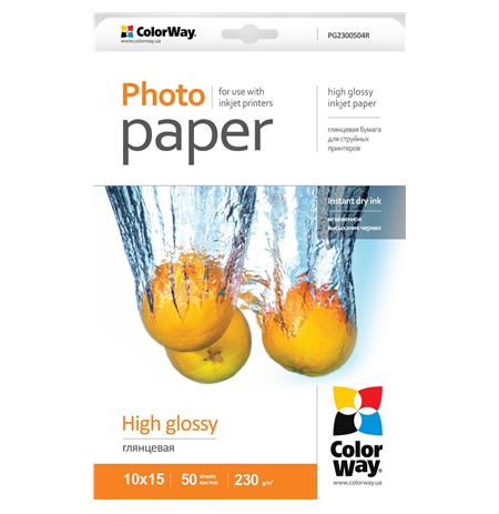 ColorWay High Glossy Photo Paper, 10x15, 230 g/m2, 50 sheets