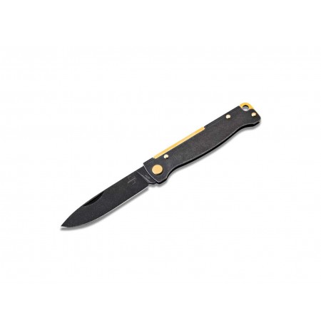 Böker Plus Atlas Black Stonewash Brass Knife