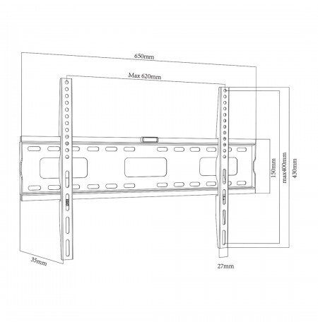 Maclean TV MC-419 Wall Mount Bracket 32"-100" VESA 600x400 45kg Tilting Universal Adjustable Spirit Level Accessories Flat