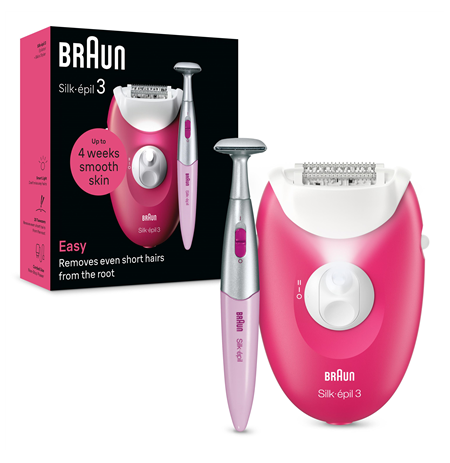 Braun Epilator | SE3-202 Silk épil 3 | Number of power levels 2 | White/Pink