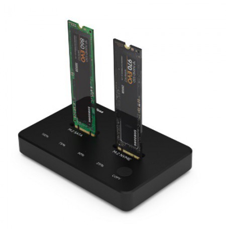 Docking Station 2x M.2 NVME+SATA SSD iki 10Gbps