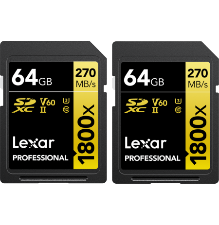 LEXAR PRO 1800X SDXC U3 (V60) UHS-II R270/W180 64GB - 2PACK