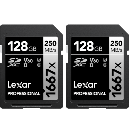 LEXAR PRO 1667X SDXC UHS-II U3 (V60) R250/W120 128G - 2PACK