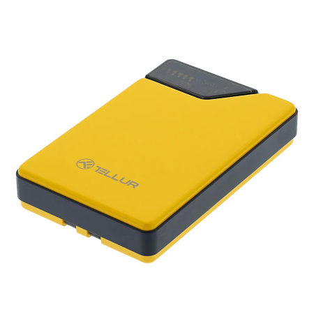 Tellur Power Bank 10000mAh, USB-C + Lightning cables built-in  yellow