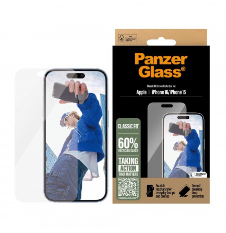 Apple iPhone 15/ iPhone 16 Classic Fit Glass by PanzerGlass