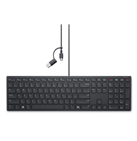 Dell | Collaboration Keyboard | KB525C | Keyboard | Wired | Ukrainian (QWERTY) | Black | USB-C