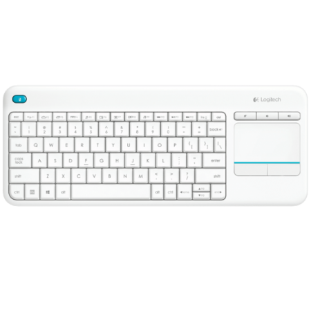 Logitech K400 Plus Touch Belaidė klaviatūra, RF Wireless, US, Balta