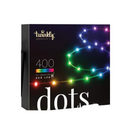 Twinkly|Dots Smart LED Lights 400 RGB (Multicolor), 20m, Transparent wire|RGB – 16M+ colors