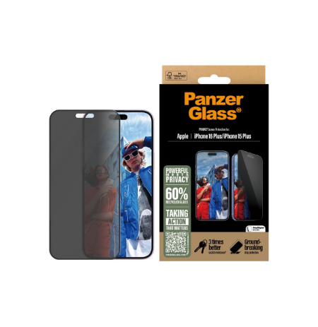 PanzerGlass Screen protector | Apple | iPhone 16 Plus/iPhone 15 Plus | Tempered glass | Black | Ultra-Wide Fit