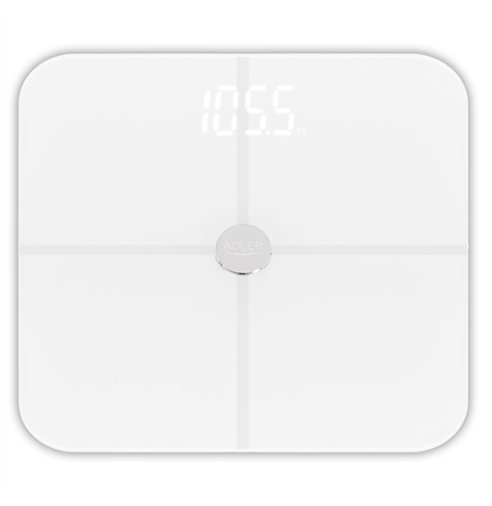 Adler Smart Bathroom Scale | AD 8187 | Maximum weight (capacity) 180 kg | Accuracy 100 g | Body Mass Index (BMI) measuring | Whi