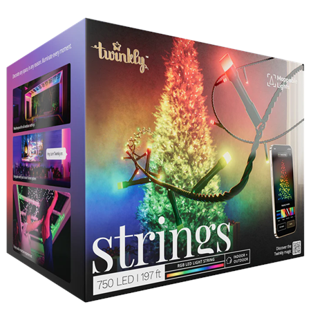 Twinkly Strings Smart LED 750 RGB, 60m, Black wire|Multicolor