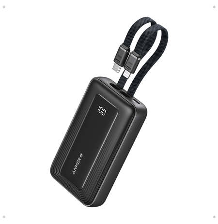 Anker | Power Bank | A1680G11 | 10000 mAh | USB-C 30W, Lightning 27W | Built-In USB-C and Lightning Cables | Black