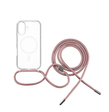 Fixed | MagPure Neck | Back Cover with Lanyard | Apple | iPhone 16 | TPU | Clear, Pink