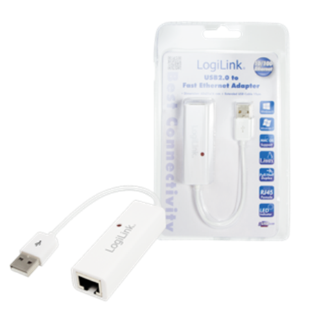 Logilink Fast Ethernet USB 2.0 to RJ45 Adapter: RJ-45, USB