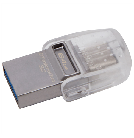 Kingston DataTraveler microDuo 3C 64 GB, USB 3.1, Transparent/Metal