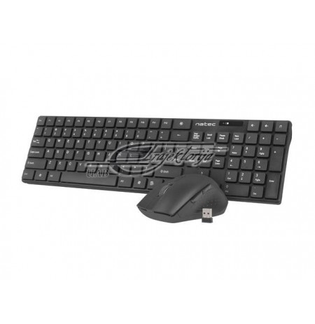 Keyboard + mouse Set membrane NATEC Stingray NZB-1440 (USB (Radio 2.4 GHz), (US), black color, Optical, 1600 DPI, 800 DPI)