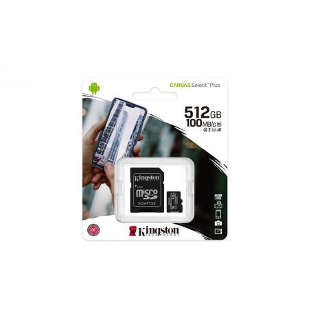 Kingston 512GB micSDXC Canvas Select Plus 100R A1 C10 Card + ADP