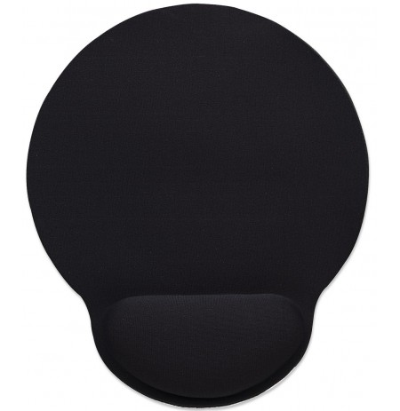 Manhattan Wrist Gel Support Pad and Mouse Mat, Black, 241 × 203 × 40 mm, non slip base, Lifetime Warranty, Card Retail