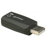 Manhattan USB-A Sound Adapter, USB-A to 3.5mm Mic-in and Audio-Out ports, 480 Mbps (USB 2.0), supports 3D and virtual 5.1