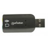 Manhattan USB-A Sound Adapter, USB-A to 3.5mm Mic-in and Audio-Out ports, 480 Mbps (USB 2.0), supports 3D and virtual 5.1