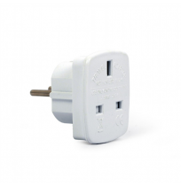 Gembird AC power adapter, UK socket to EU Schuko plug, 7.5 A White, Travel adapter