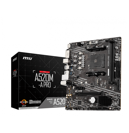 MSI A520M-A PRO Processor family AMD, Processor socket AM4, DDR4, Memory slots 2, Chipset AMD A, Micro ATX