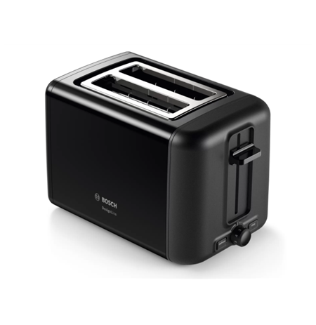 Bosch DesignLine Toaster TAT3P423 Power 970 W, Number of slots 2, Housing material Stainless steel, Black