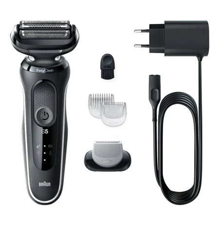 Braun Shaver 51-W1600s	 Operating time (max) 50 min, Wet & Dry, Black/White