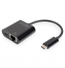 Digitus | USB-Type-C Gigabit Ethernet Adapter + PD with power delivery function | DN-3027 | Black | USB-C port to a Gigabit netw