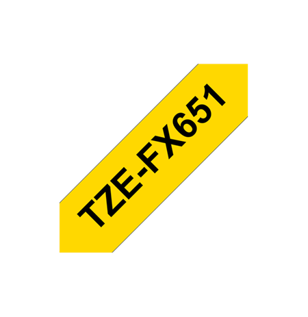 Brother TZe-FX651 Flexible ID Laminated Tape Black on Yellow, TZe, 8 m, 2.4 cm