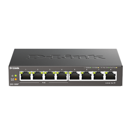 D-Link 8-Port Gigabit PoE Switch DGS-1008P Unmanaged, Desktop